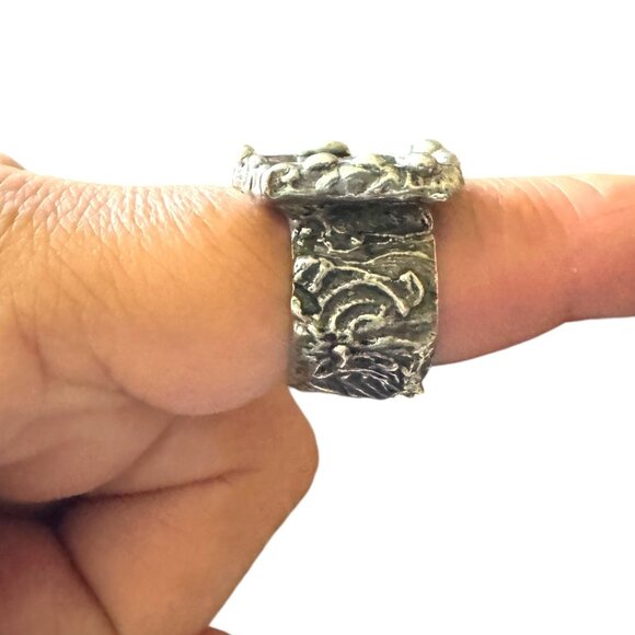 Hummingbird Hand Crafted Broken China China Ring & Silver Blend Boho-Metalwork - Picture 11 of 14